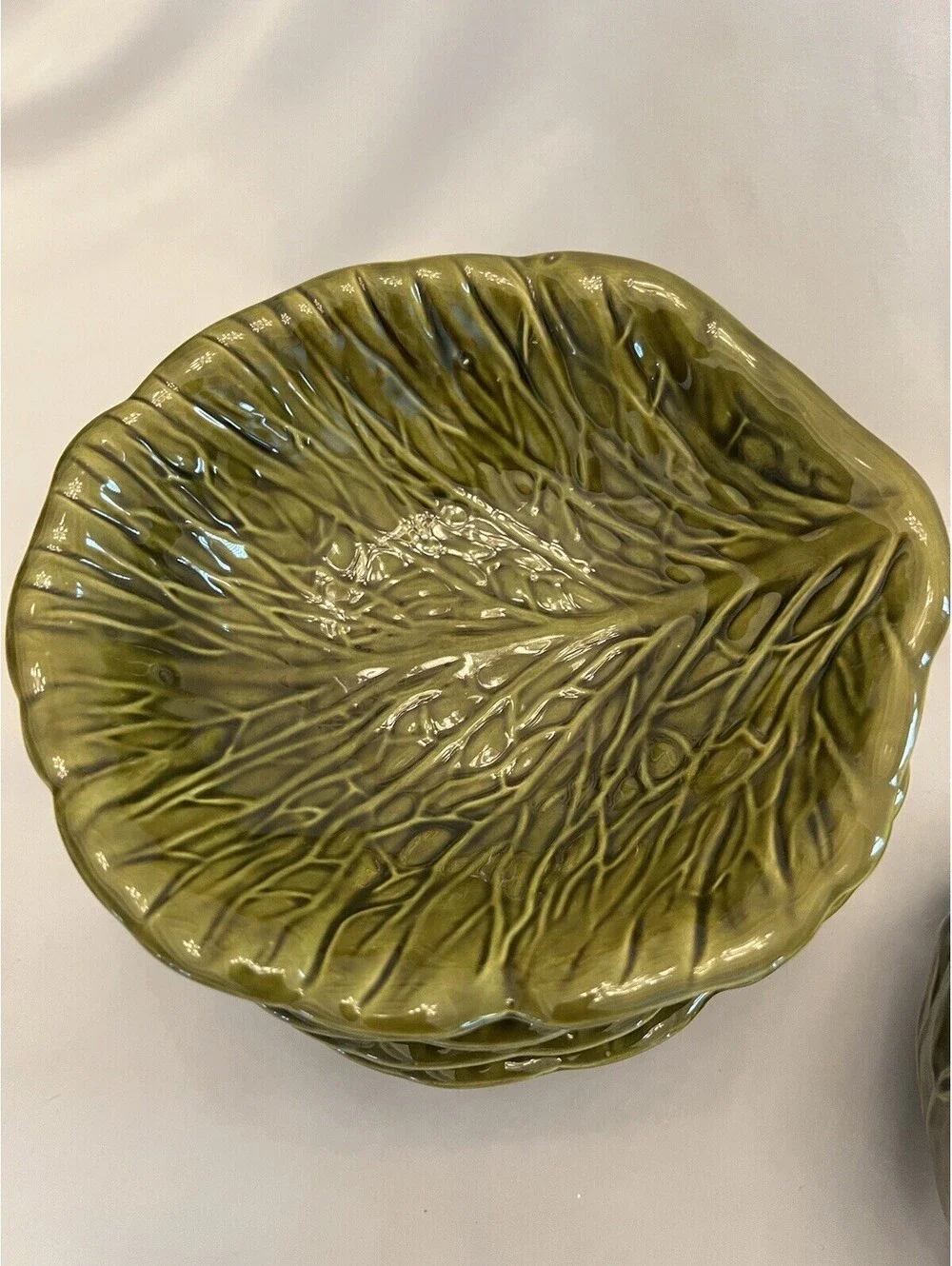 Vintage 1971 Holland Mold Green Cabbage Shaped Tureen with Bowls
